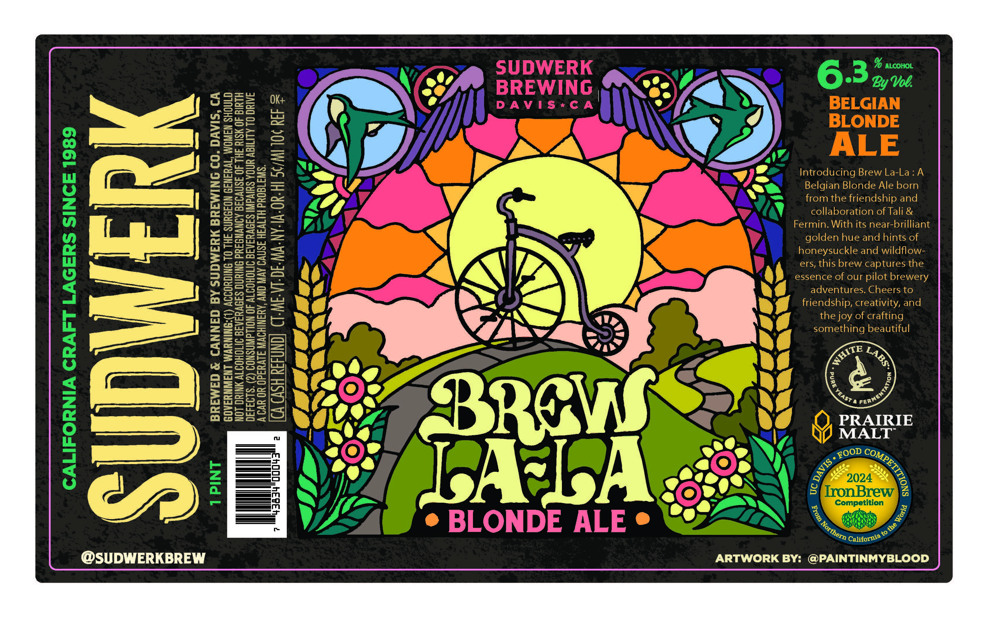 This year’s winning team of the Iron Brew competition helped create the label for their “Brew La-La,” a Belgian blonde ale. Label was developed by Sudwerk Brewing Co.