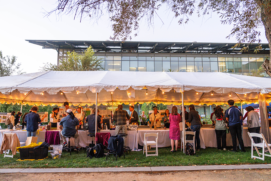 Research under the lights! CA&ES hosted a celebration to mark the close of the successful Expect Greater campaign, which raised more than $415 million for the college. Various research projects were on display to show how every gift allows us to support our students, faculty and researchers. Photo by: Leroy Yau, UC Davis