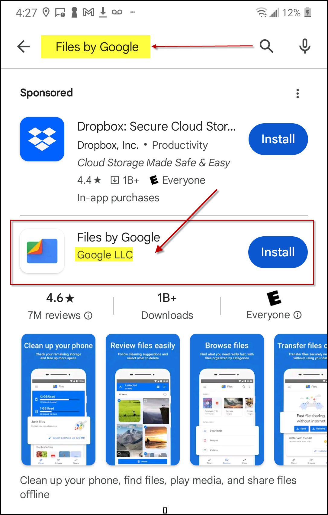 Download screen by google
