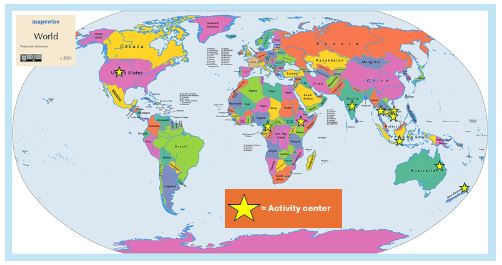 map showing Initial project locations