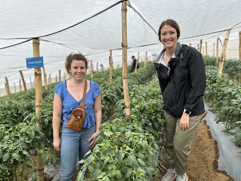 (left to right) Horticulture Innovation Lab Project Manger, Kristen Becker, and Graduate Student Researcher, Katheryn Gregerson, at project site in Guatemala; both recent graduates from UC Davis International Agricultural Development program. Photo: Heather Hayashi.
