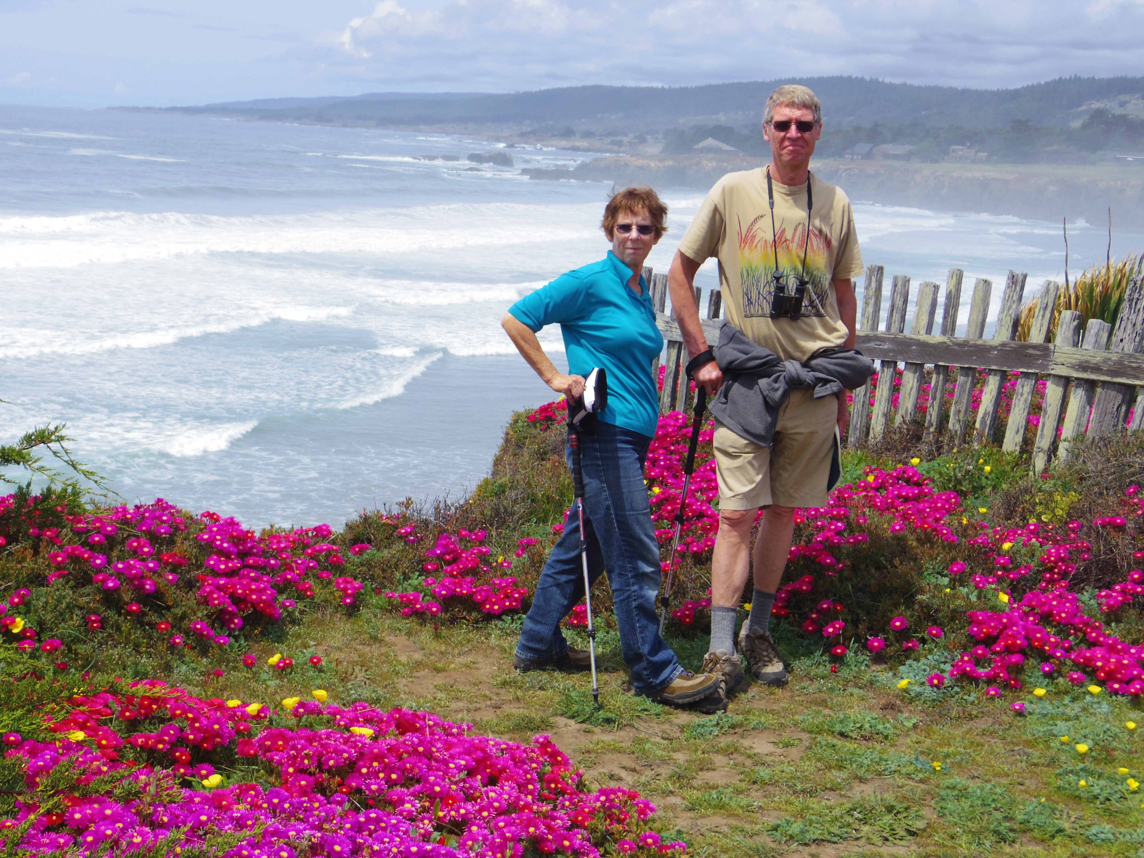 The van Kessels hiking along the cliffs at Sea Ranch, in northern California. (Courtesy Chris van Kessel)