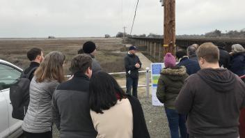 Faculty got a close up look at the Sacramento Weir and an overview of the floor management system throughout the valley.