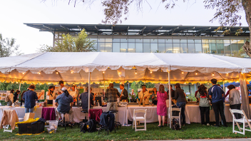 Research under the lights! CA&ES hosted a celebration to mark the close of the successful Expect Greater campaign, which raised more than $415 million for the college. Various research projects were on display to show how every gift allows us to support our students, faculty and researchers. Photo by: Leroy Yau, UC Davis
