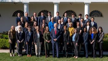 Frances Moore and the Council of Economic Advisers with President Joe Biden at the White House 