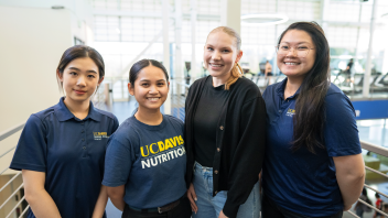 Peer nutrition counselors with Healthy Aggies; (L-R) Yiman Li, Amare Tolosa Sabillo, Lorelei Kilmer and Wendy Liang.