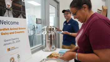 UC Davis staff enjoy a tour of the Noel-Nordfelt Animal Science Goat Dairy and Creamery. 
