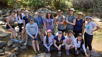 Samuel Sandoval Solis and students from his "Water Science and Management" class visit Stebbins Cold Water Reserve on a field trip to better understand the water cycle and gain hands-on experience using different tools.