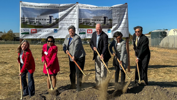 The U.S. Department of Agriculture broke ground on its new Agricultural Research and Technology Center, where UC Davis and USDA teams will further advance sustainable farming, pest management, honeybee genetics and more. (USDA)
