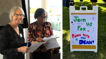 Dean Helene Dillard, along with Sue Ebeler, associate dean of CA&ES Undergraduate Academic Programs, met and talked with students at Coffee with the Dean and at Picnic with the Dean. (Stephanie Perla/UC Davis)