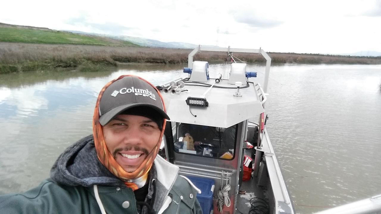 Dr. Levi S. Lewis aboard the Otolith Geochemistry & Fish Ecology Lab’s research vessel, the LONSME. Dr. Levi S. Lewis aboard the Otolith Geochemistry & Fish Ecology Lab’s research vessel, the LONSME.