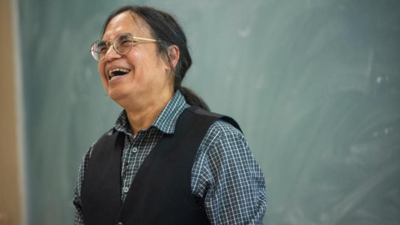 Professor Kyaw Tha Paw U laughs during the March 11 class announcement of his Teaching Prize award. (Karin Higgins/UC Davis) Professor Kyaw Tha Paw U laughs during the March 11 class announcement of his Teaching Prize award. (Karin Higgins/UC Davis)