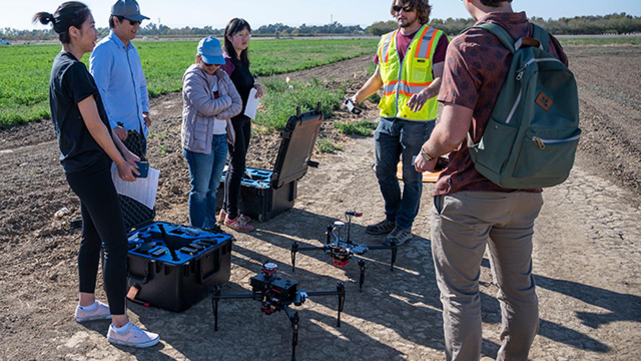 Students learning to use a drone in the "Introduction to Unmanned Aerial Systems for Agriculture and Environmental Science" class last year. Students learning to use a drone in the "Introduction to Unmanned Aerial Systems for Agriculture and Environmental Science" class last year.