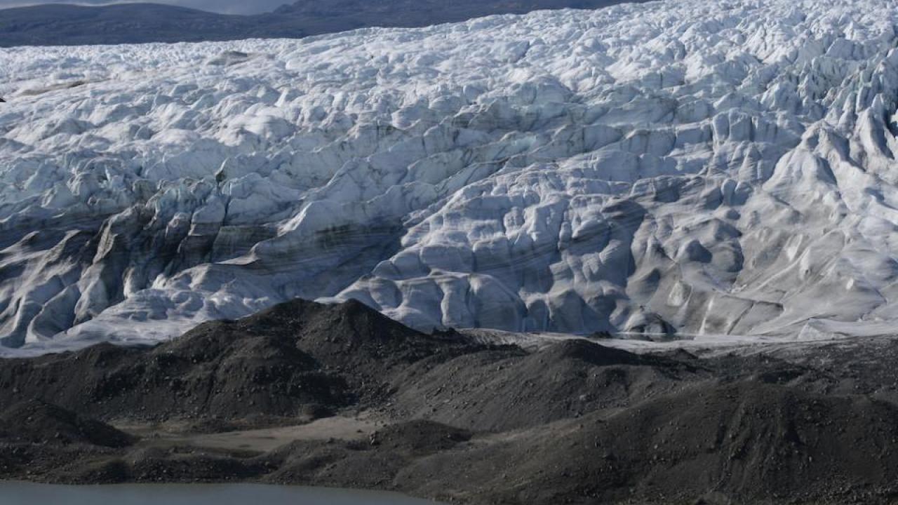 Greenland ice meets land Greenland, July 2008. The Arctic has already reached the 2 degrees Celsius warming milestone during some months of the year. (Eric Post/UC Davis)