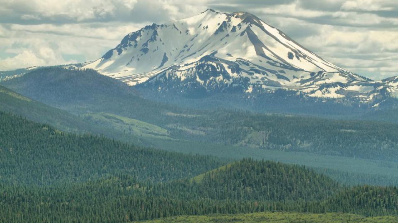 Lassen Peak, also known as Mount Lassen, at Lassen Volcanic National Park, California. It is the southernmost active volcano in the Cascade Range. (Getty)