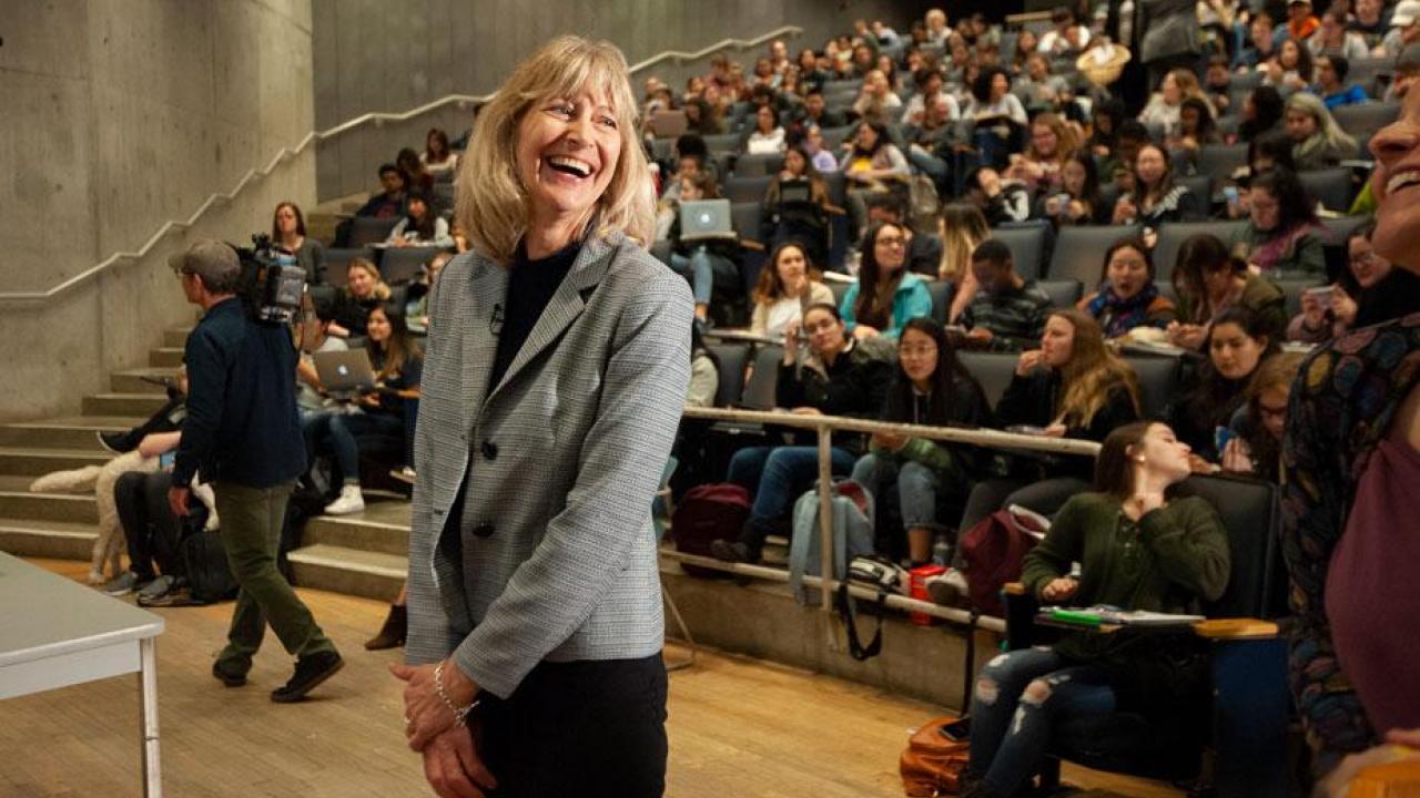 Professor Anita Oberbauer, during award presentation amid her ANS 42 lecture Monday (March 4). (Gregory Urquiaga/UC Davis) Professor Anita Oberbauer, during award presentation amid her ANS 42 lecture Monday (March 4). (Gregory Urquiaga/UC Davis)