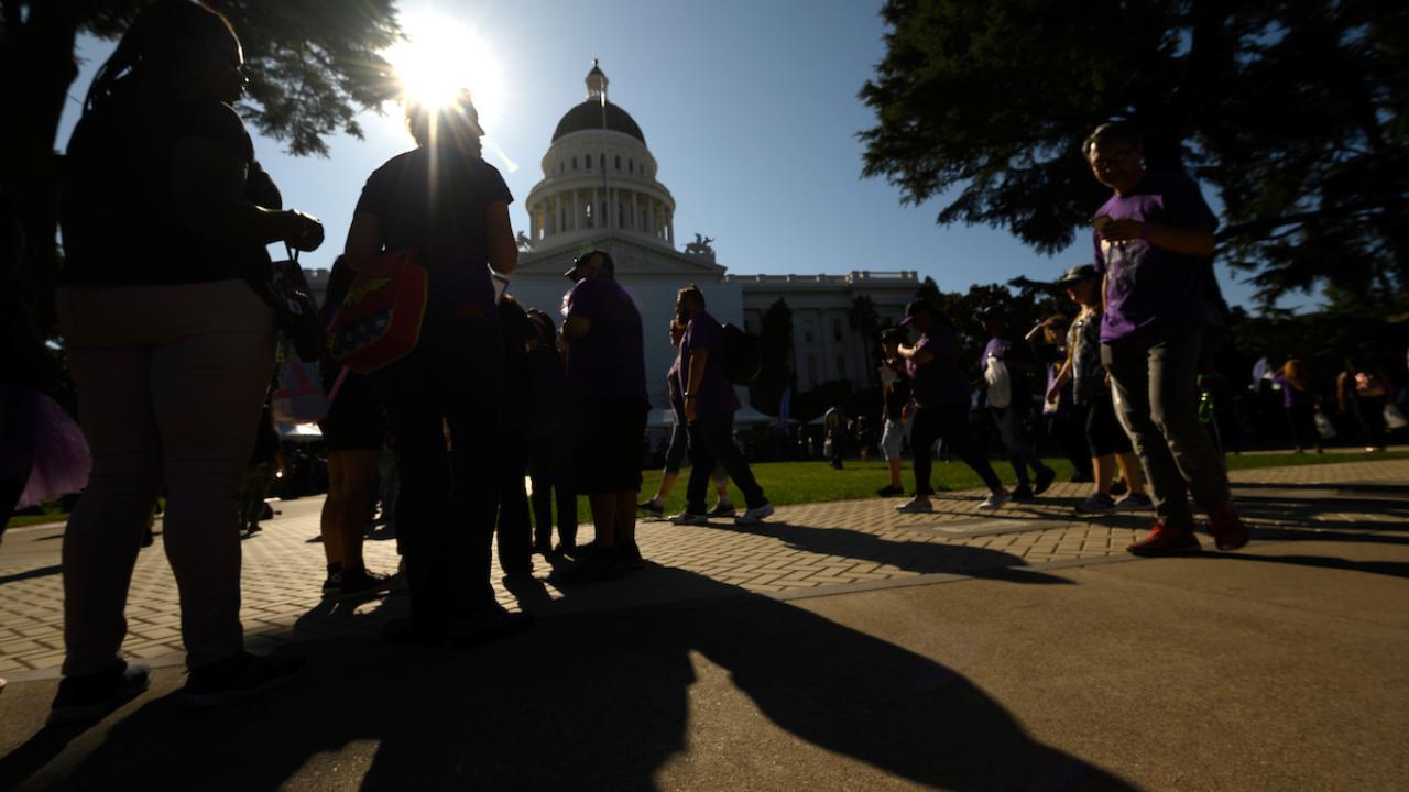 A group of protesters assembles outside the California State Capitol Building in Sacramento. In the past decade, the city has begun to build a cohesive environmental justice movement, a UC Davis study found. (Gregory Urquiaga/UC Davis)