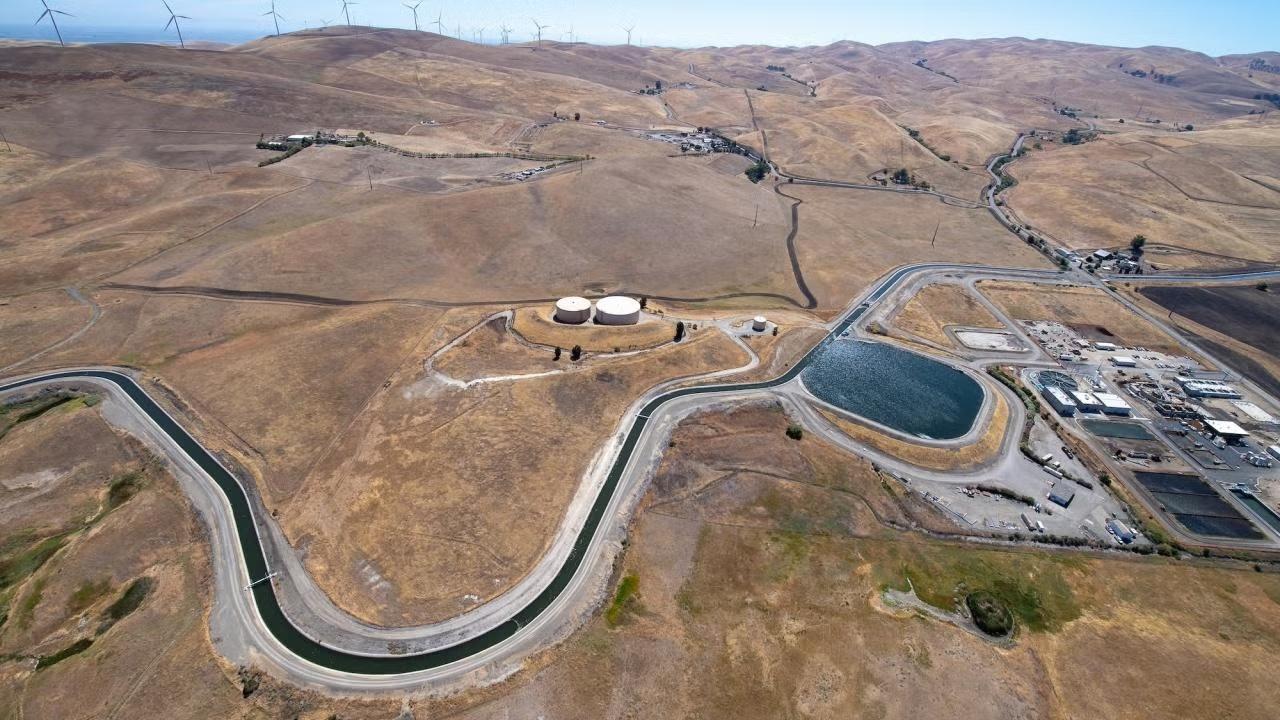 View of a reservoir and water plant 