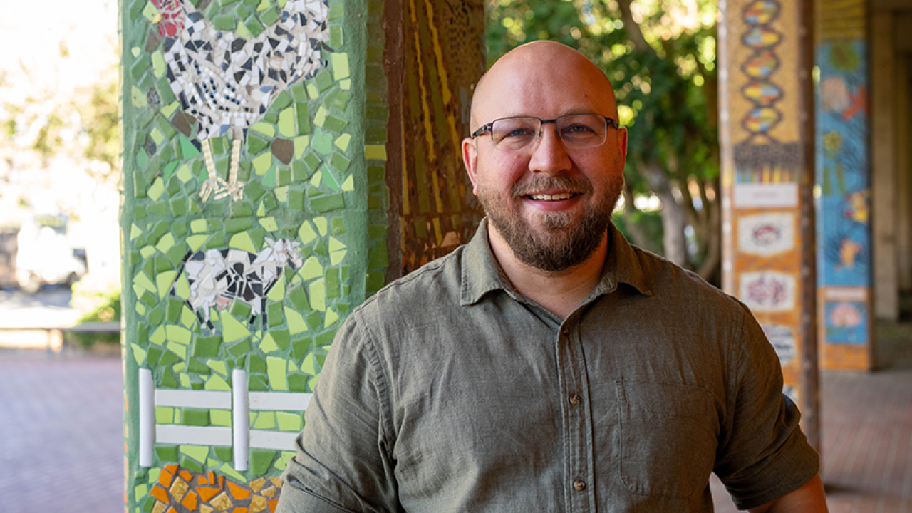Strawberry Breeding Program and Assistant Professor Mitchell Feldmann. (Stephanie Perla / UC Davis)