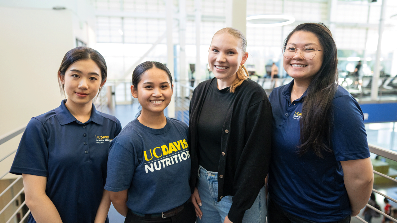 Peer nutrition counselors with Healthy Aggies; (L-R) Yiman Li, Amare Tolosa Sabillo, Lorelei Kilmer and Wendy Liang.