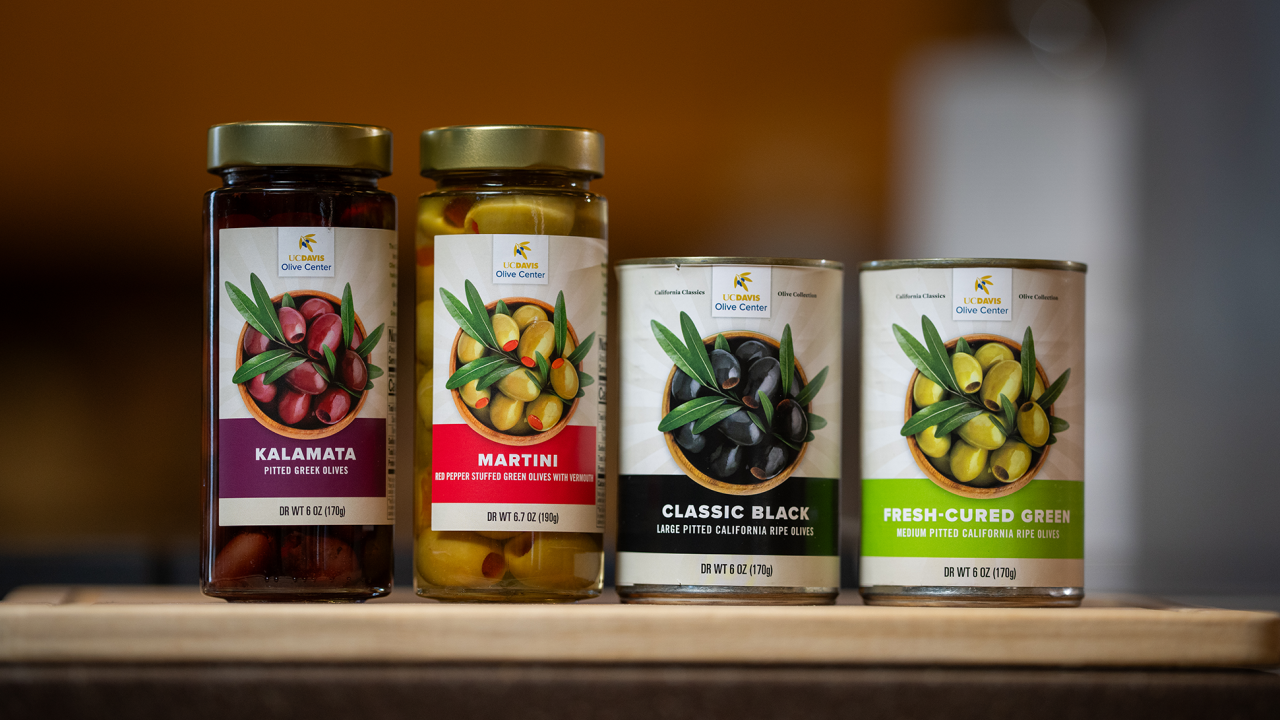 The UC Davis Olive Center is offering a line of table olive products on campus in collaboration with California-based Musco Family Olive Co. Photo by: Jael Mackendorf, UC Davis.