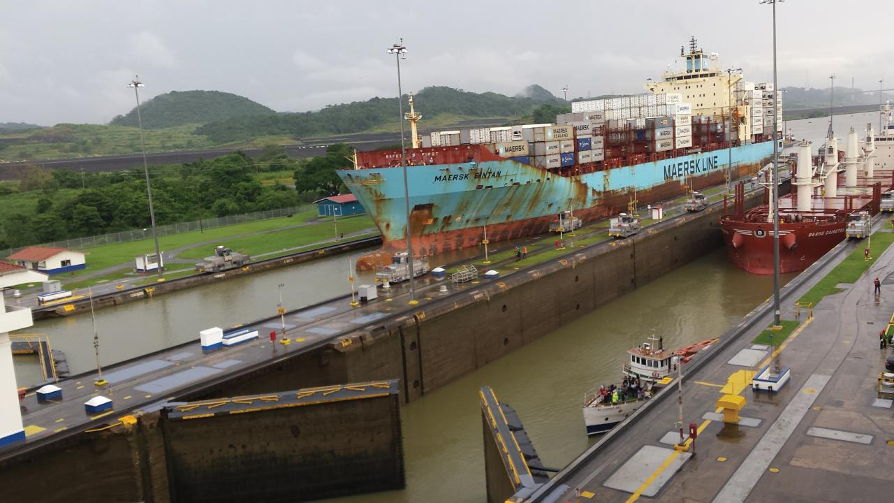 Ships in a canal.