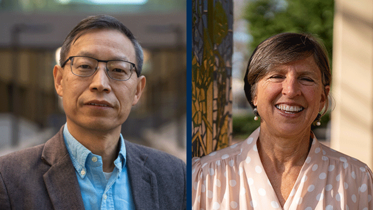 Huaijun Zhou on the left and Pamela Ronald on the right.