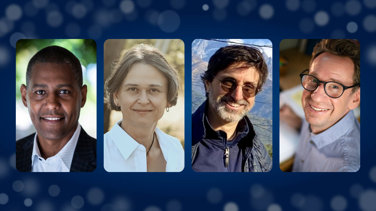A collage of photos of Ermias Kebreab, Nicole Rabaud, Ph.D., Jonathan K. London and Timothy J. McNeil.