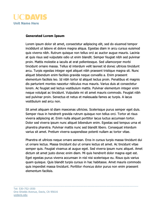 UC Davis letterhead template