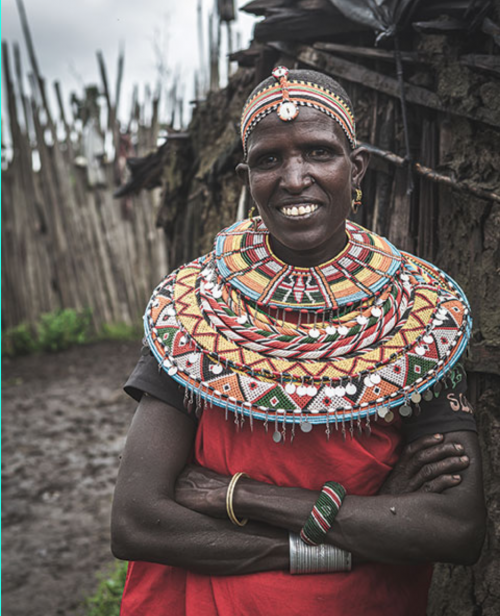  Lomelo Lesillo sold maize flour, sugar and tea from a kiosk through the Boma program. She still lives with uncertainty, living on government-protected land, where she hoped to find forage. Photo: Pablo Delvaux