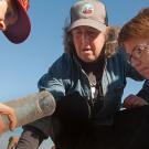Faculty and students studying soil.