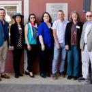 Ben Houlton, director of the Muir Institute, left, and the 2019 Muir Institute Fellows: Ayako Yasuda, Tessa Hill, Laura S. Van Winkle, Mark Lubell, Kate Scow and Majdi Abou Najm. Not pictured: Carson Jeffres. (Lisa Howard/UC Davis)