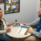 Graduating senior Marlene Piceno (left) has benefitted from the support of CA&ES academic advisor Joe Lee, who recently won a campus award for outstanding advising. (Robin DeRieux/UC Davis)