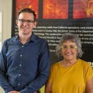 Christopher Simmons and Zann Gates by new display near the California Processing Tomato Industry Pilot Plant at Robert Mondavi Institute complex.