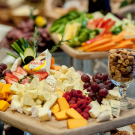 Platter of fruit, cheese and nuts 