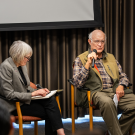 Rod Stiefvater, whose donation created the Louise Ferguson and Craig Kallsen Pistachio Research Fund, speaking at a Department of Plant Sciences seminar on Feb. 12, 2025. (Jael Mackendorf / UC Davis)