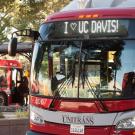 Recent college rankings recognize UC Davis as one of the top public universities in the country and the social mobility it provides for students. A photo taken before the pandemic shows one of the buses that serve the campus and city of Davis. (Greg Urquiaga/UC Davis)