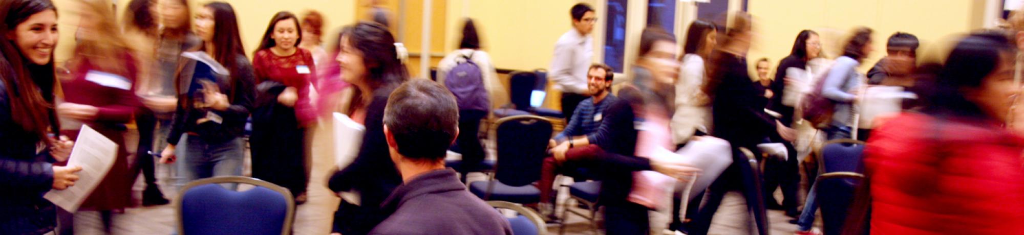 blurred image of students