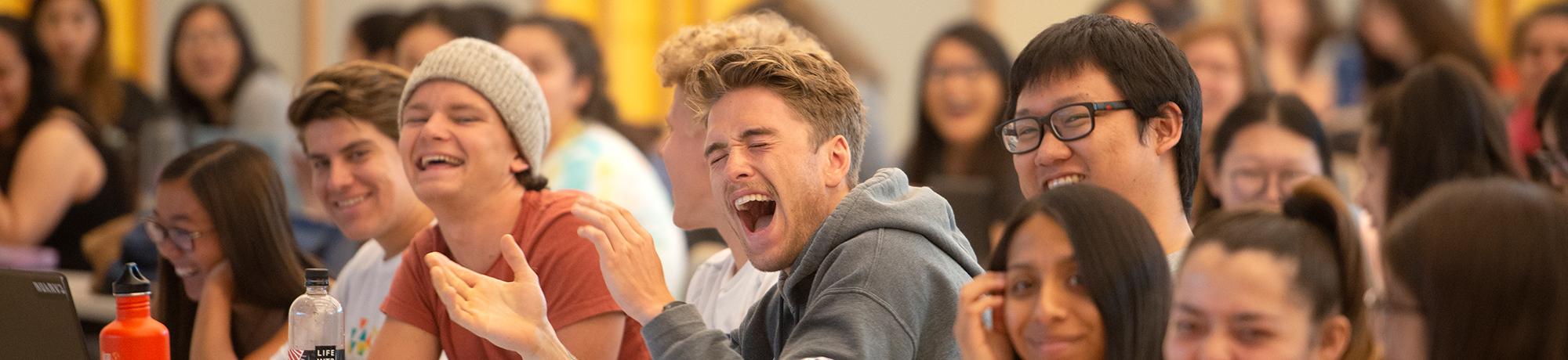 Students laughing in a Nutrition 10 class.